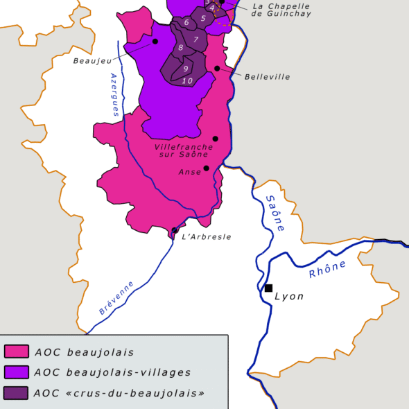 Beaujolais wine map: regions and 10 crus Beaujolais map