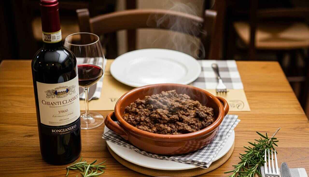 Chianti Classico, a good wine and food pairing with wild boar ragù (Cinghiale al ragù),