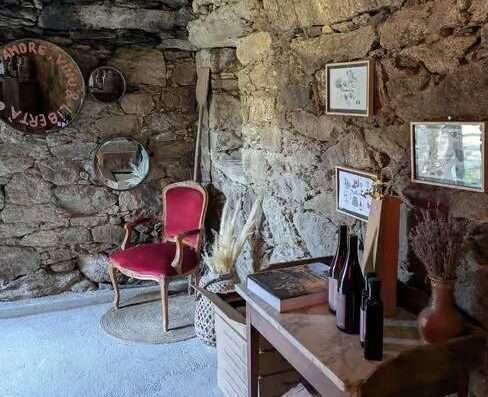 Domaine Casta winery, old shepperd house rebuild in wine tasting room