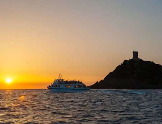 Iles Sanguinaires sunset on a cruise trip with wines