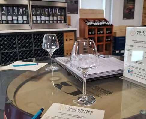 Private table, wines, paper notes for wine tasting best burgundy wines