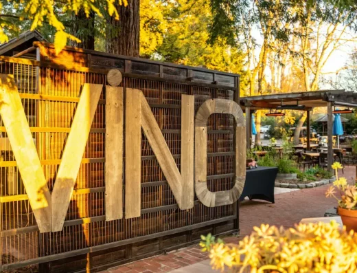 Entrance of local winery in Russian River wine valley, visited on a Armstrong Redwoods and wine tour