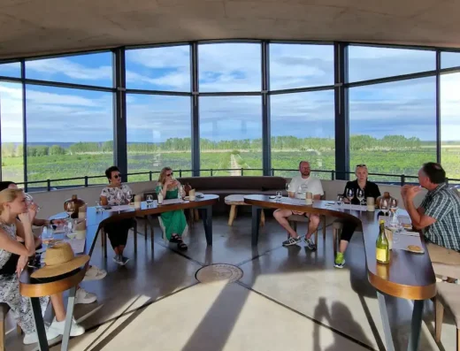 Wine tasting room with view in local winery, Uco Valley, Mendoza, Argentina