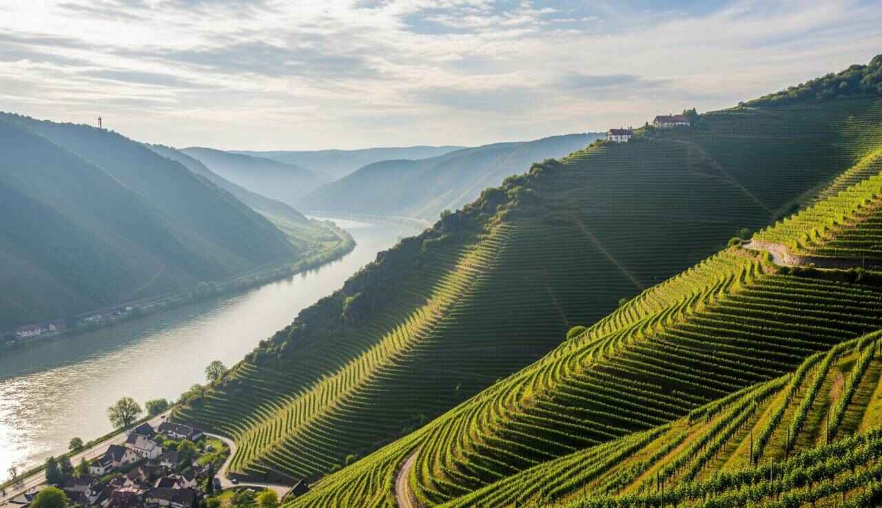 Vineyards view and landscapes in Wachau wine region, Austria