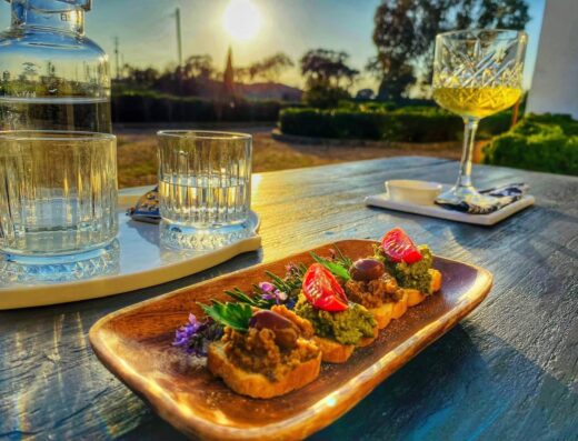 Enjoying food and wine pairing in Mertola, local winery, in Alentejo