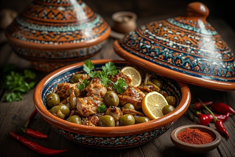morrocan tajine in traditional service plate
