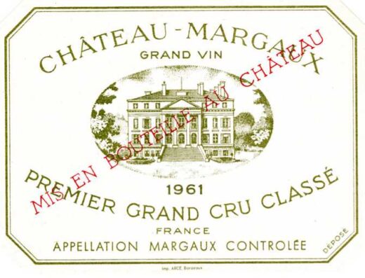 Château Margaux 1er cru classé First Growth 1961 label