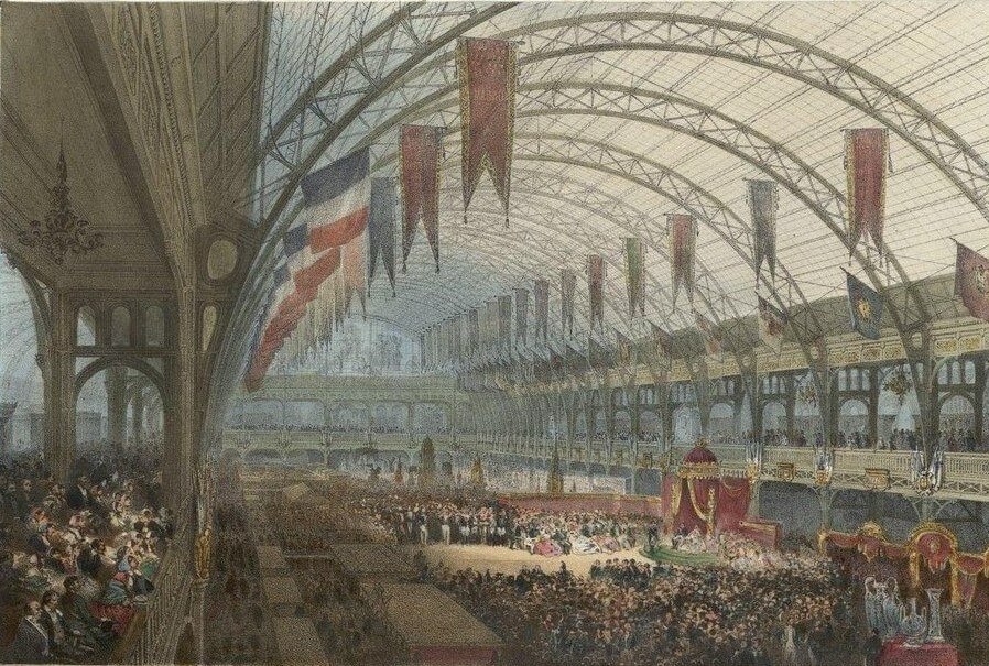 Painting from Louis-Jules Arnout representing Universal exposition of 1855 in Paris with Napoleon III