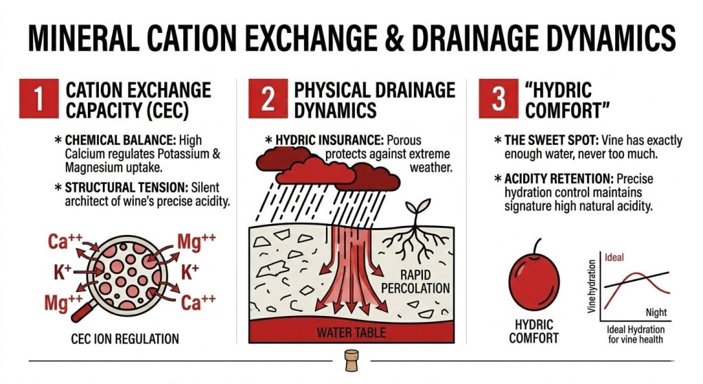 Mineral cations exchange in Champagne
