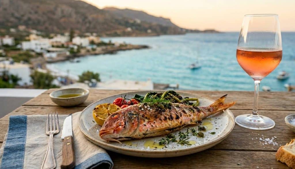 grilled red mullet and rosé in Greece