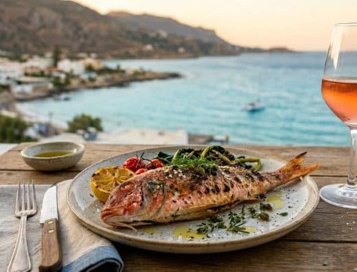 grilled red mullet and rosé in Greece