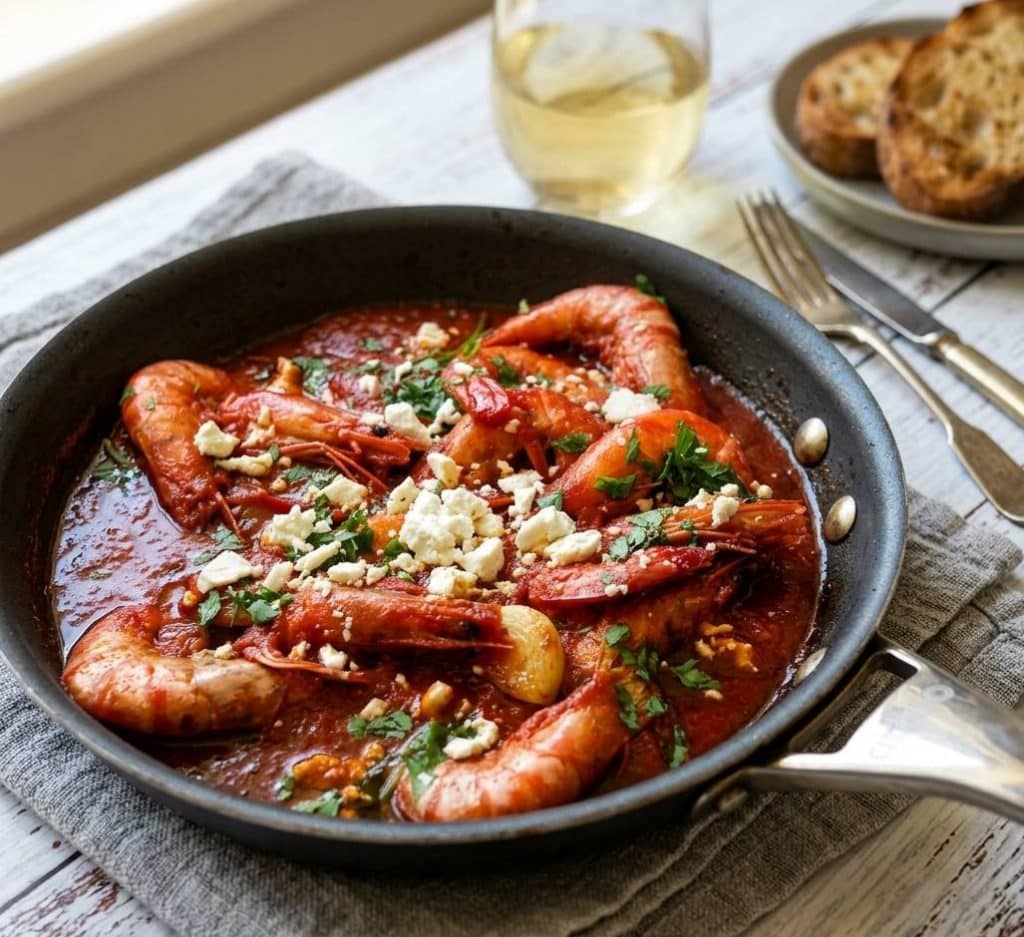 shrimps saganaki
