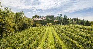view of hotel inthe vineyards of Franciacorta, Albereta relais et Chateaux, Erbusco, Lombardy