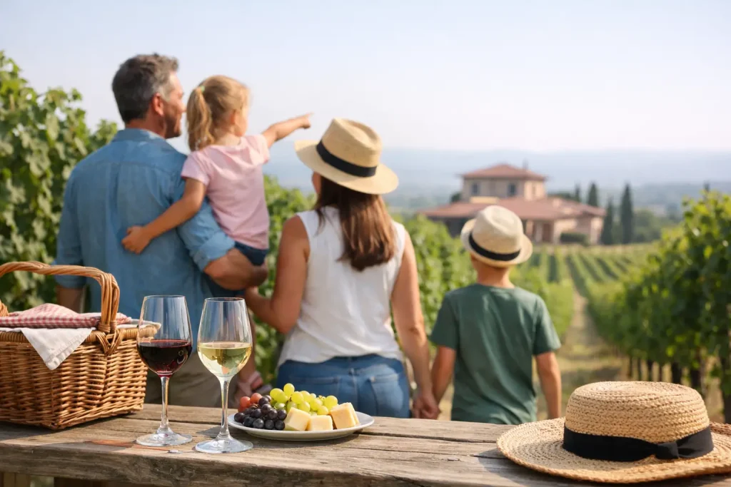 family-friendly-winery-tours (1) Falily with children visiting a winery
in Tuscany