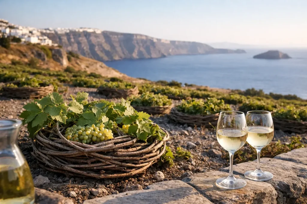 Santorini’s Assyrtiko and Basket-Woven Vines