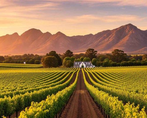 Mountainous vineyards landscapes in South Africa